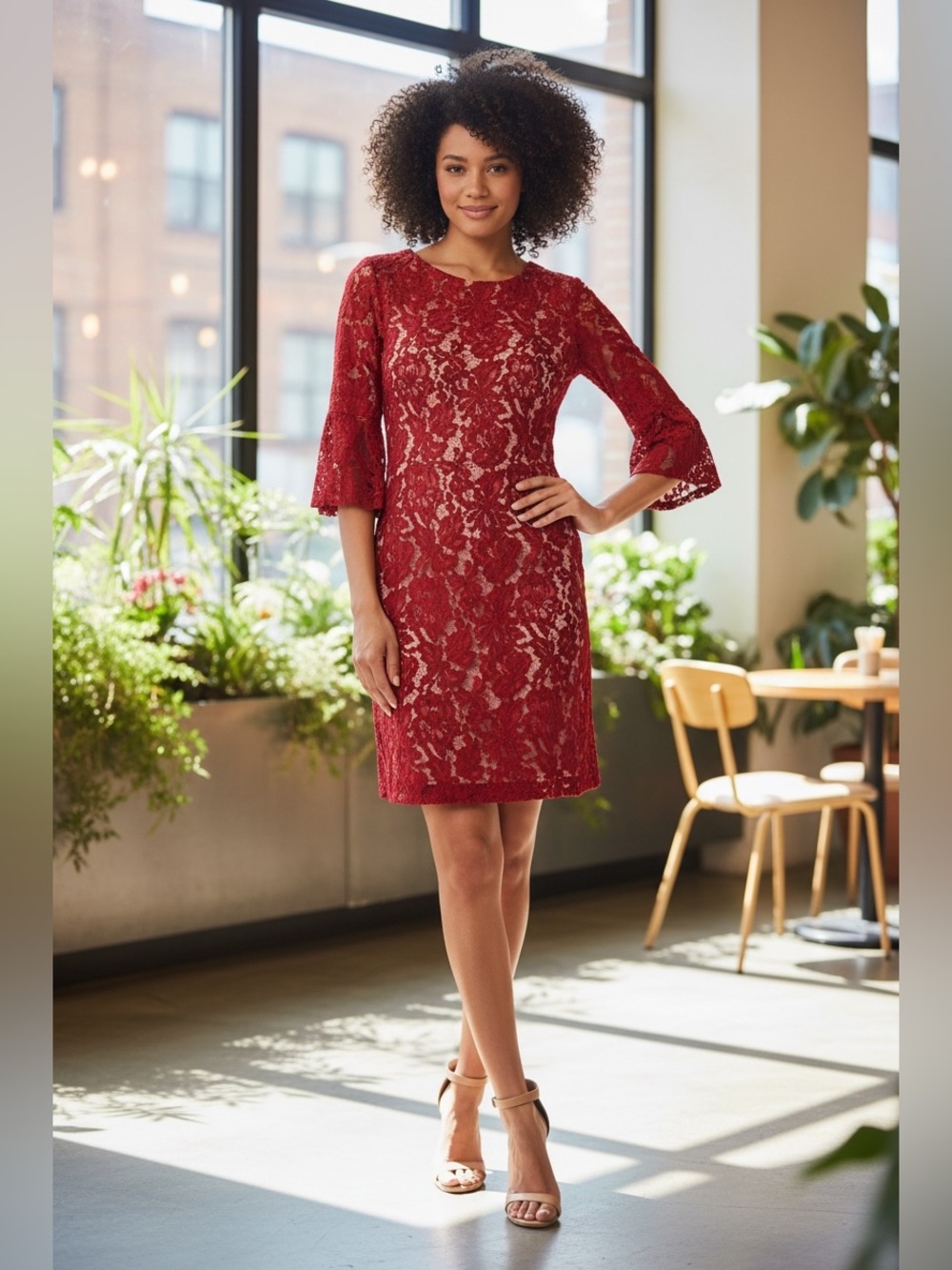 Taylor Bell Sleeve Lace Dress